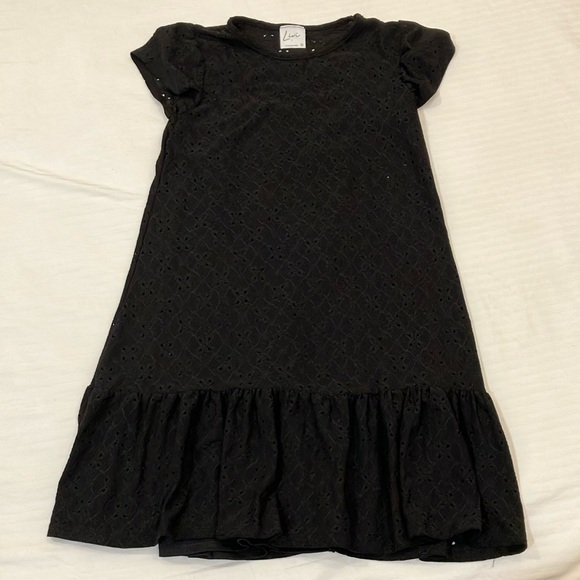 Living by Olivia Rae Black Ruffled short Sleeve eyelet fabric Mini Dress - Picture 1 of 16
